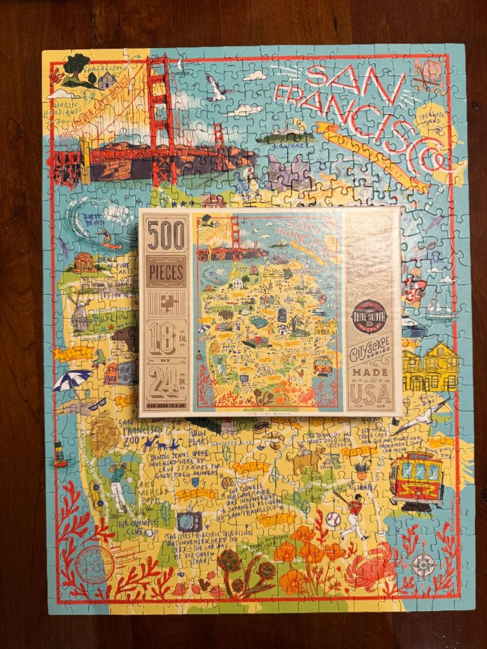 San Francisco iIllustrated True South 500 Piece Jigsaw Puzzle 24"T X 18" W